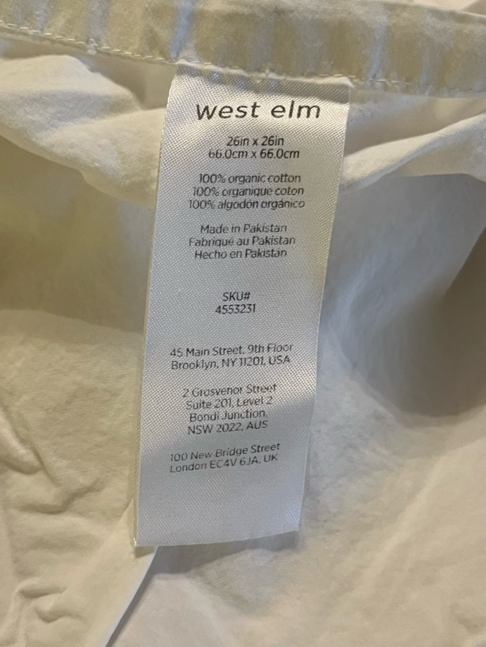 Lot of (3) West Elm Euro Shams Square Pillowcases 26X26 Inches White Textured - Picture 7 of 7